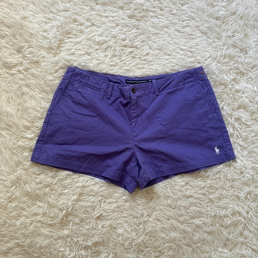 Vintage Ralph Lauren Sport Purple Chino Mini Shorts Womens 14 100% Cotton